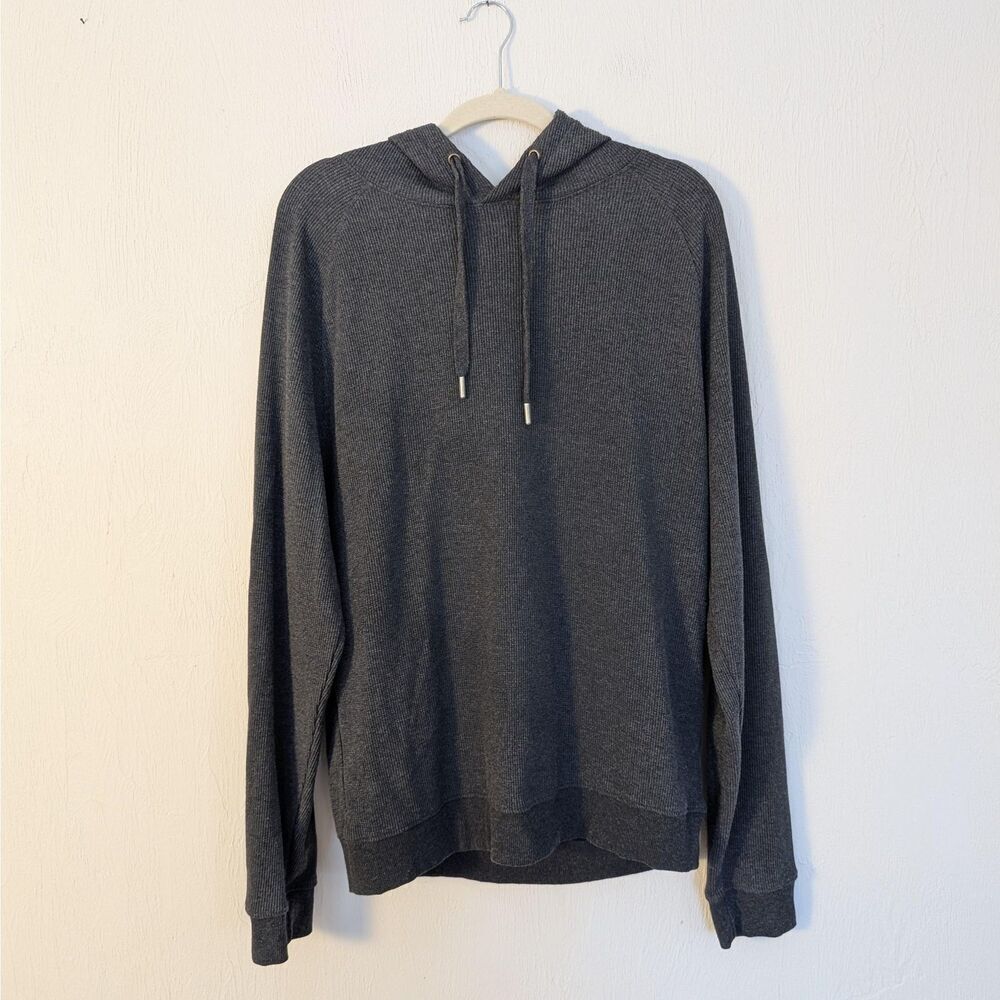 Slate & Stone Hoodie Mens Small Gray Waffle Knit Pullover Thermal Casual NWT